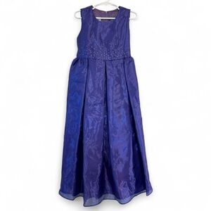 Vintage Y2K Jessica McClintock Purple Satin Long Dress w/ Bow Formal Girl Size 6